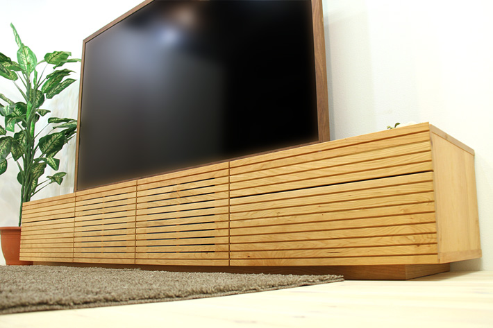 天然木・無垢を使ったテレビ台・テレビボード 風雅  -タイプ2 2400mm ブラックチェリー イメージ2