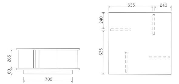 Kurtセンターテーブル　Mat90サイズ図面詳細