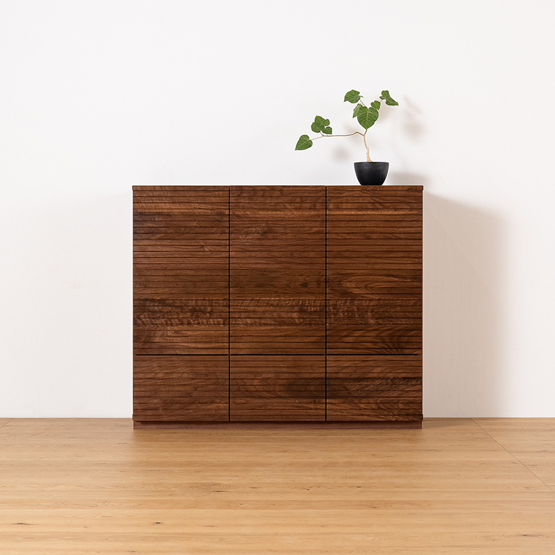風雅／FUUGA　サイドキャビネット 幅1460mm（ウォールナット・ウォルナット-スリット）