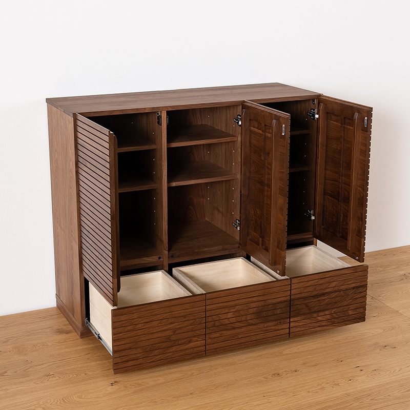 風雅／FUUGA　サイドキャビネット 幅1460mm（ウォールナット・ウォルナット-スリット）