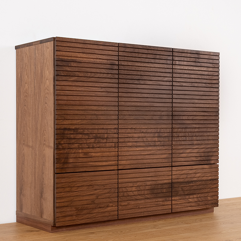 風雅／FUUGA　サイドキャビネット 幅1460mm（ウォールナット・ウォルナット-スリット）