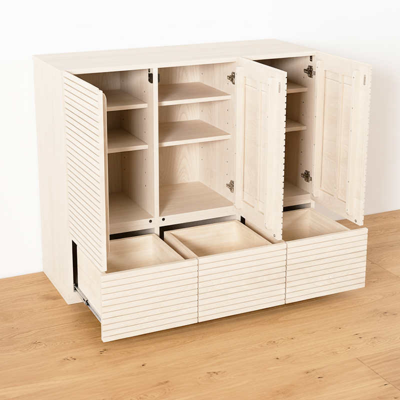 風雅 キャビネット ホワイトアッシュ 幅1200mm 