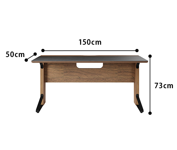 Olivia セラミック調150デスク　サイズ図面