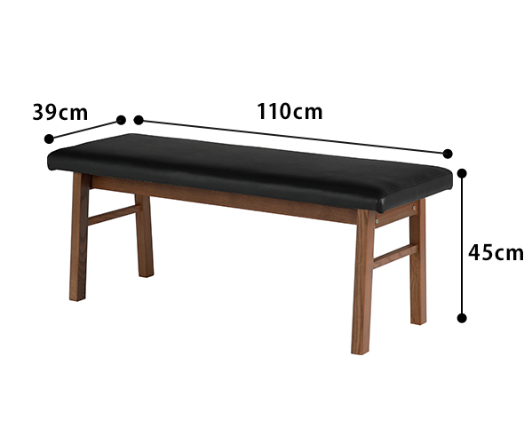Olivia  座面合成皮革  ダイニングベンチ110　サイズ図面
