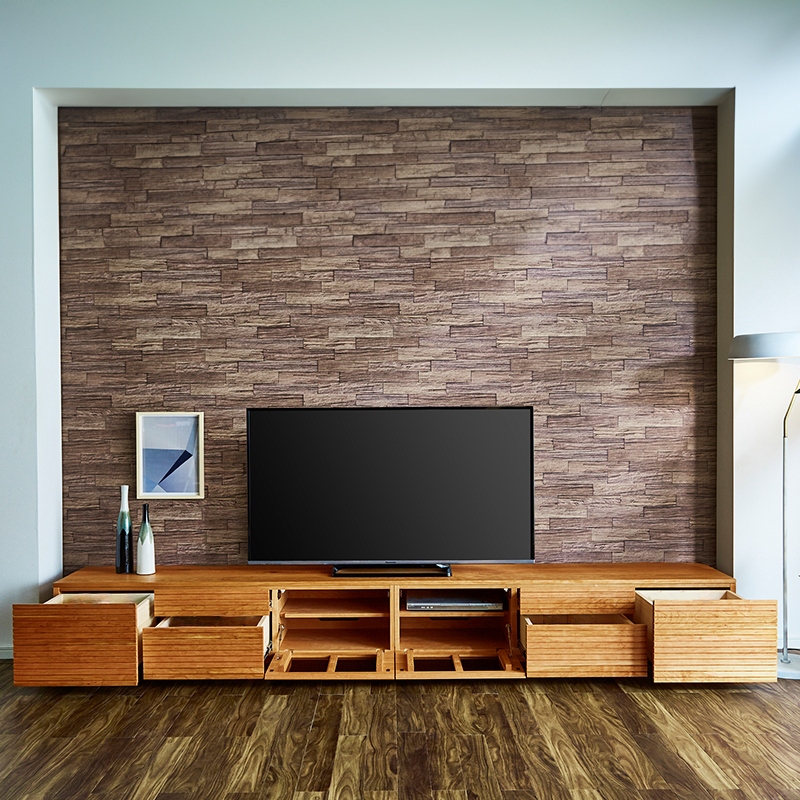 天然木・無垢の大型テレビボード風雅3000mmセンダン