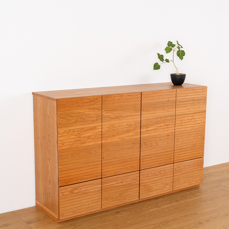 風雅／FUUGA　サイドキャビネット 幅1600mm（ブラックチェリ-スリット）