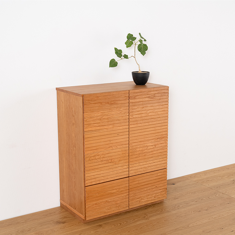 風雅／FUUGA サイドキャビネット98（ブラックチェリー-スリット）