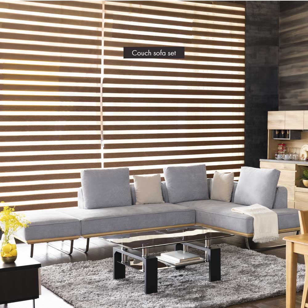 Grace カウチソファセット　(2Px1 + カウチx1 + スツールx1 + クッション小x2 + クッション大x3)