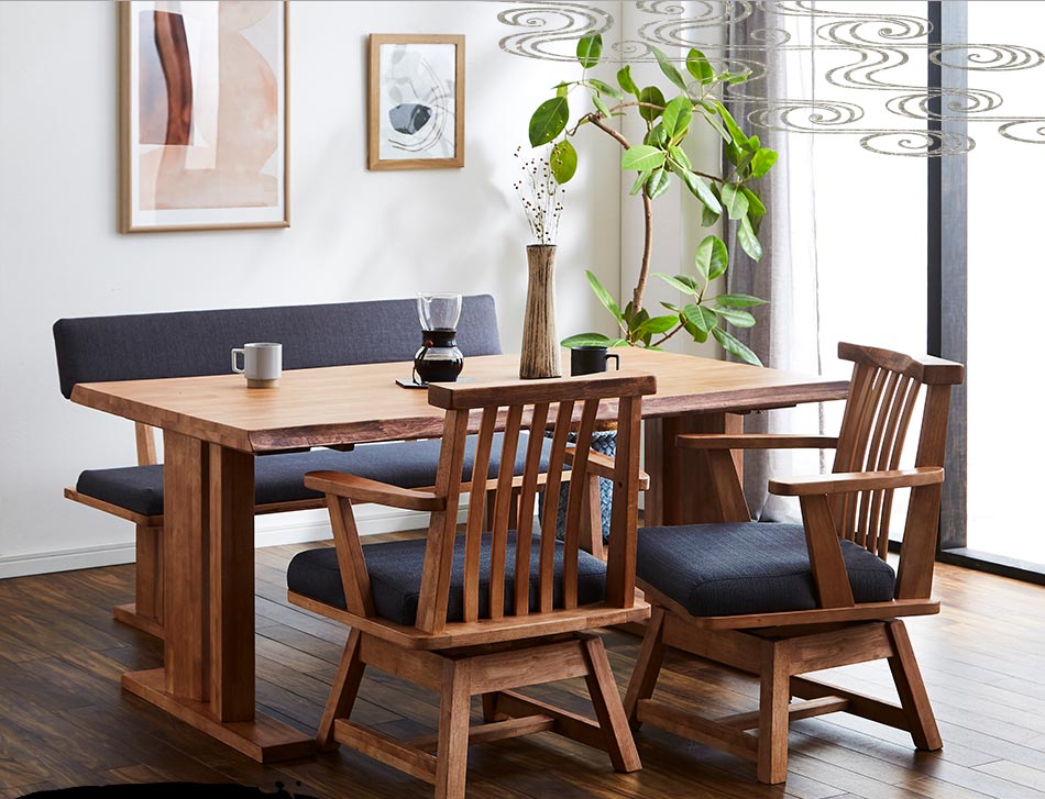 Grace ダイニング3点セット　（180テーブル+160ベンチ+160背付ベンチ）