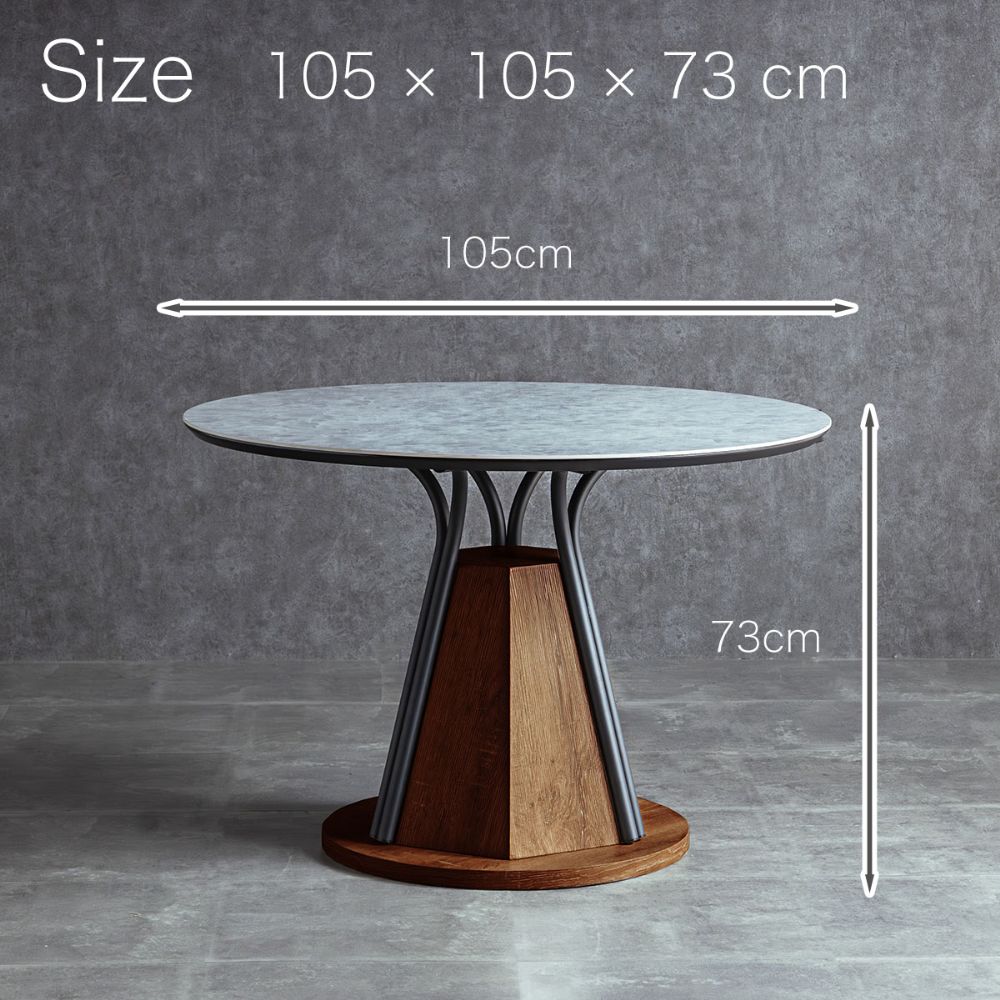 Grace ダイニングテーブル 105Φセラミックテーブル 天板:ホワイト/ダークグレー