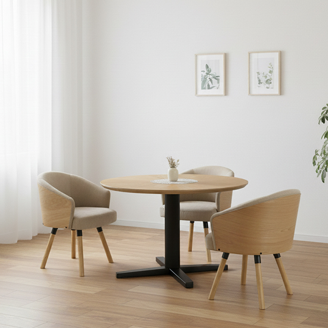 Kurt丸形ダイニングテーブル4点セット