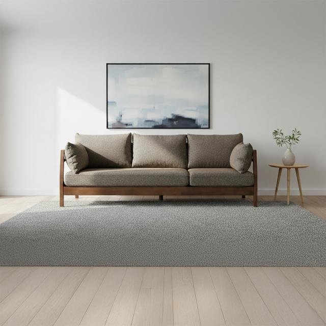 Olivia木製カウチソファ ファブリック・ブラウン 組み合わせ自由 幅1900