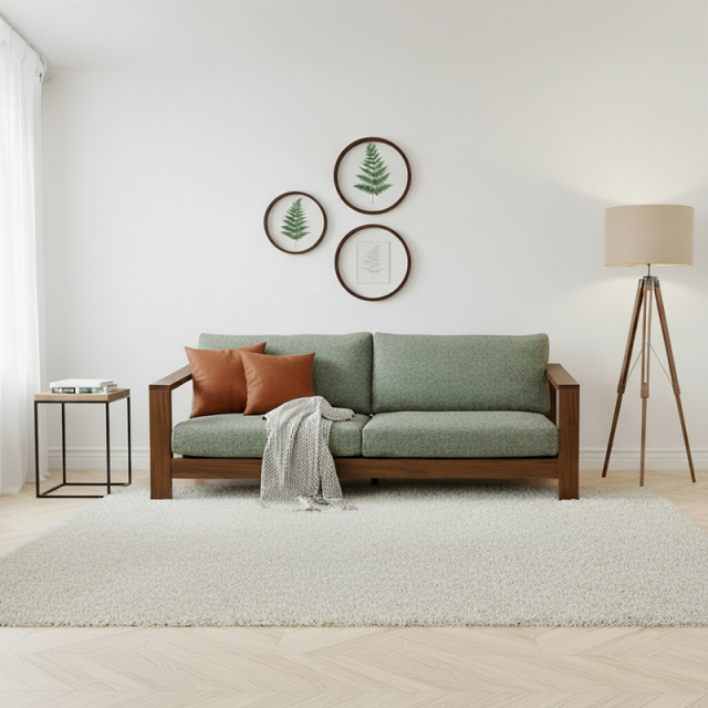 Olivia木枠ファブリック3人掛けソファ幅2050