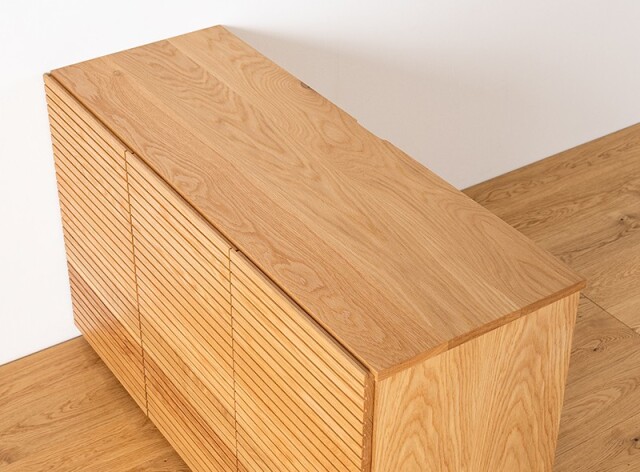 【美品】ホワイトオーク天然木 北欧風キャビネット 風雅／FUUGA キャビネット W1200（ホワイトオーク）