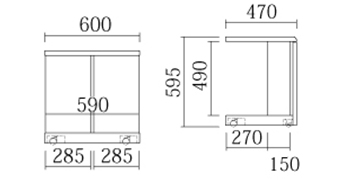 Kurtサイドテーブル　LACK60サイズ図面詳細