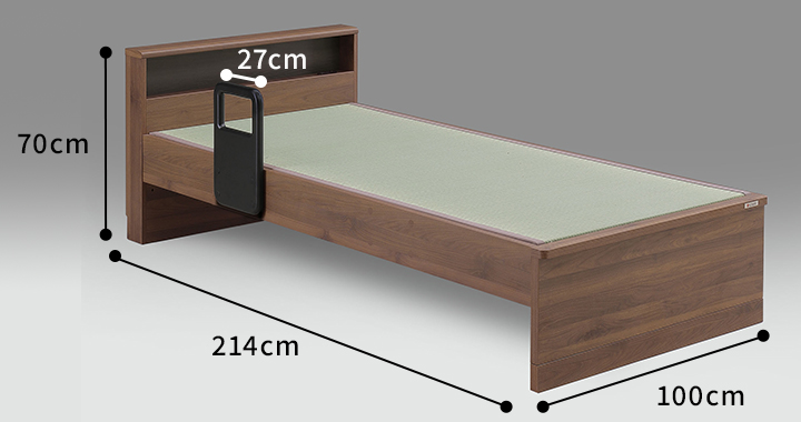 Tasia二口コンセント 手すり付き 畳ベッドフレーム　シングルサイズ図面